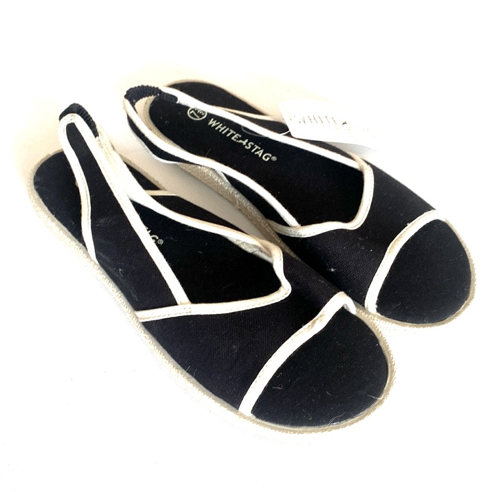 White Stag Poppy canvas sling back espadrille flat sandals, size 7‎ 1/2, NWT